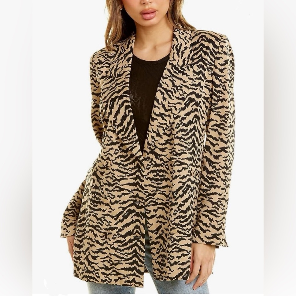 GOOD AMERICAN Double Breasted Blazer Animal Print